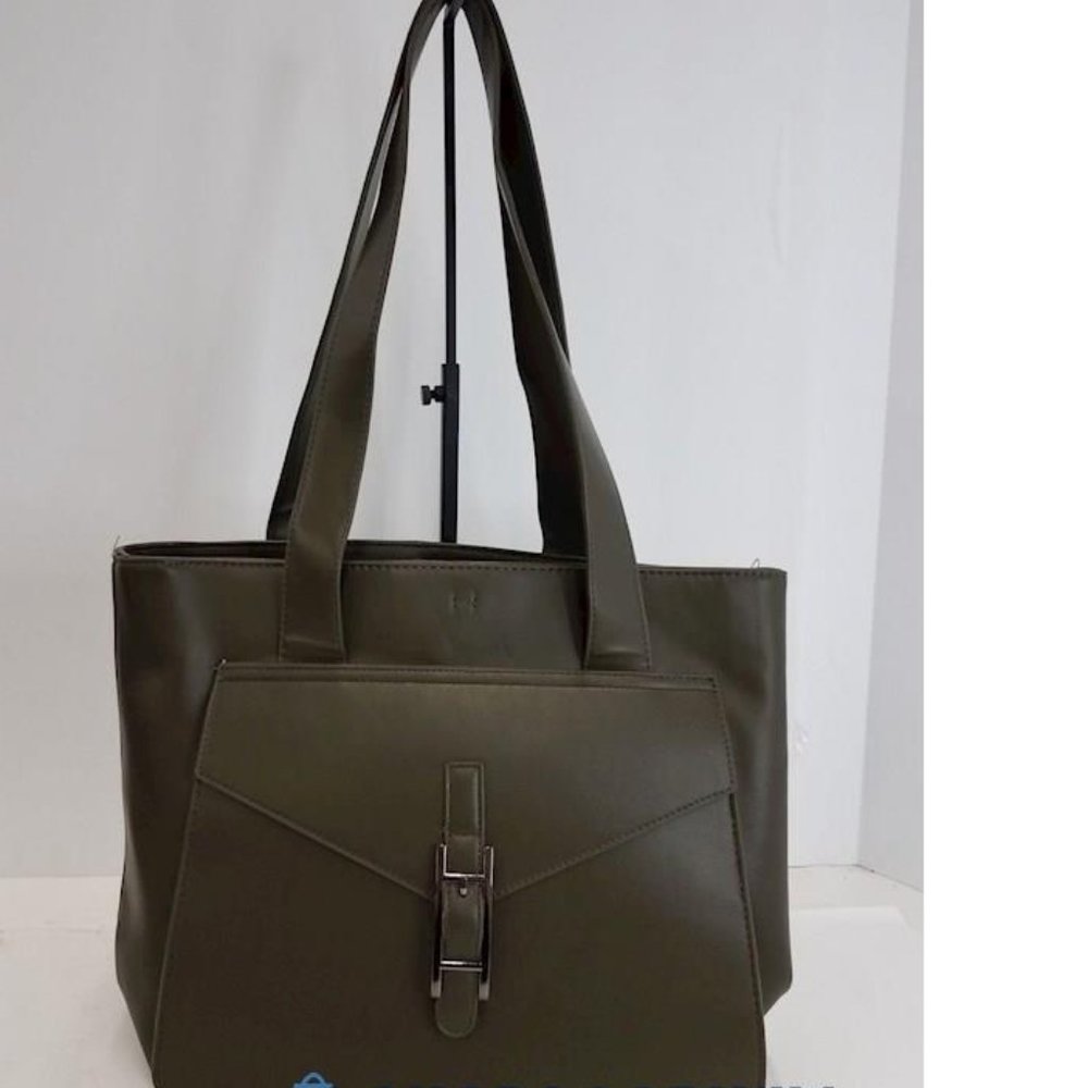 H by Halston Olive Green Faux-Leather Shoulder Bag